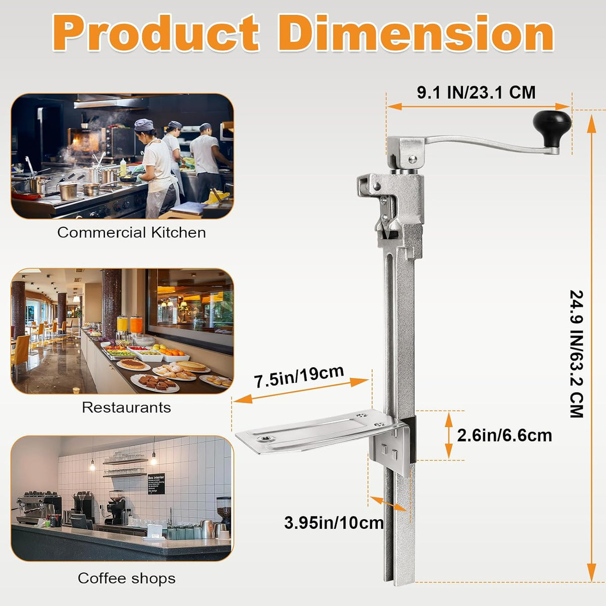 Commercial Can Opener Heavy Duty, Manual Tabletop Can Opener with 2 Blades