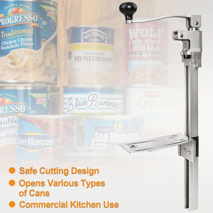 Commercial Can Opener Heavy Duty, Manual Tabletop Can Opener with 2 Blades