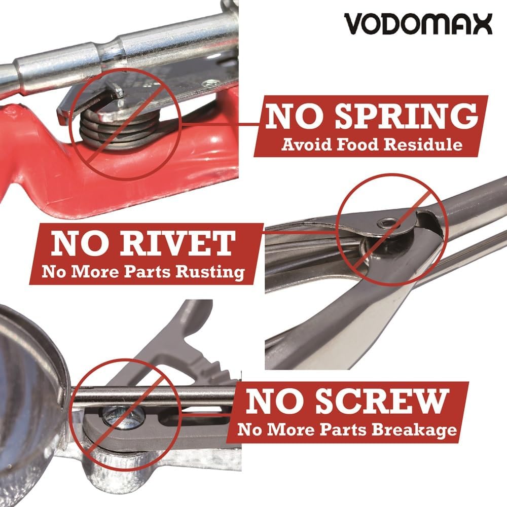 Size 100 ORANGE (0.32 oz.) VODOMAX Commercial Food Disher, Cookie Scoop, Stainless 18-10, Non-Spring Design, Portion Control, Ice Cream Scoop, Melon Baller, Meat Ball Scoop, Non Zeroll