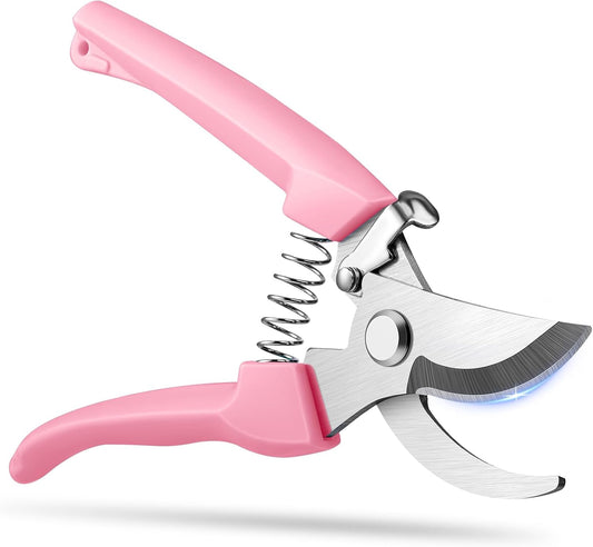 Flower Scissors, Premium Flower Cutter, Pruning Shears for Gardening-Pink | Sharp Handheld Garden Scissors, High Stainless Steel Garden Shears, 1-inch Cut Capacity, Ergonomic Handle, for Plants Bonsai