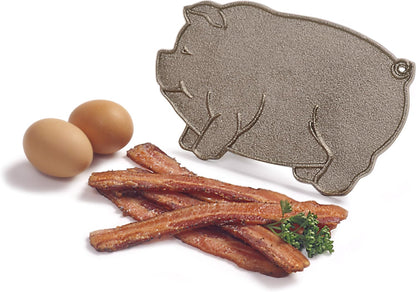 Norpro Cast Iron Pig Shaped Bacon Press with Wood Handle