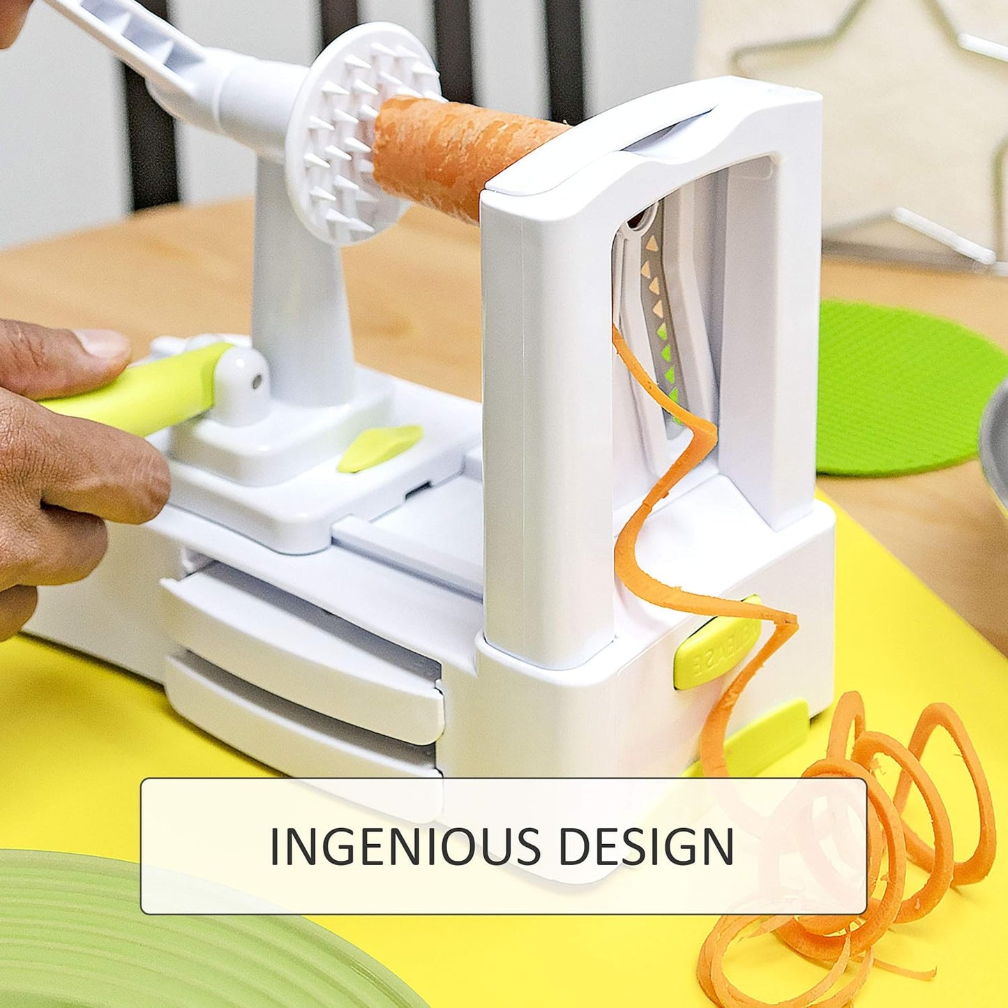 "Southern Homewares 3-Blade Spiral Vegetable Slicer - Zucchini, Spaghetti Noodle Maker for Fruits & Veggies, Tabletop Design"