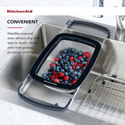 KitchenAid Expandable Stainless Steel Colander, Black