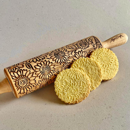 BEEHIVE Embossing Rolling Pin with Pattern. Laser Engraved Embossing Dough Roller for Homemade Cookies and Pottery by Algis Crafts