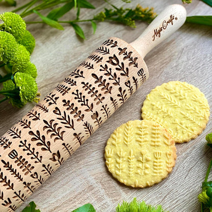 SAKURA TREE Embossing Rolling Pin with Blooming Sakura Flowers Pattern. Dough and Clay Roller for Embossed Cookies Fondant Pottery. Cookie and Ceramic Stamp. Backing Gifts for Women by Algis Crafts