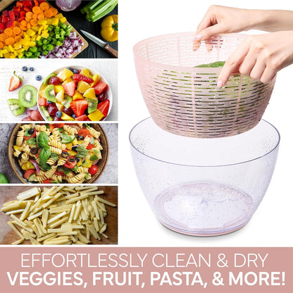 COOK WITH COLOR Electric Salad Spinner, Round 4.5L Capacity – Fast Drying & Easy Spin for Fresh Greens, Cream