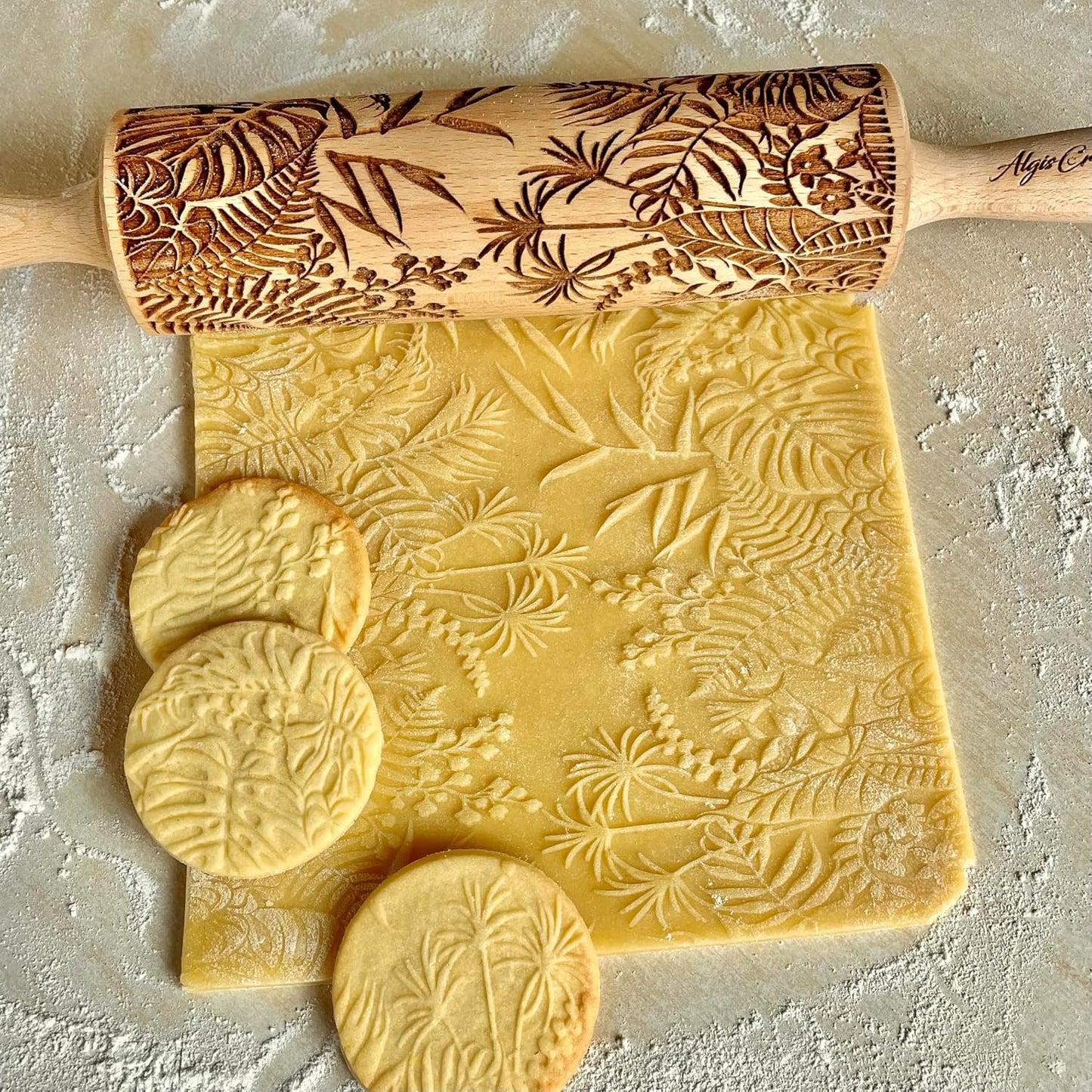 Embossing Rolling Pin SHELLS. Dough and Clay Roller for Embossed Cookies and Pottery. Cookie and Ceramic Stamp. Backing Gifts for Women by Algis Crafts
