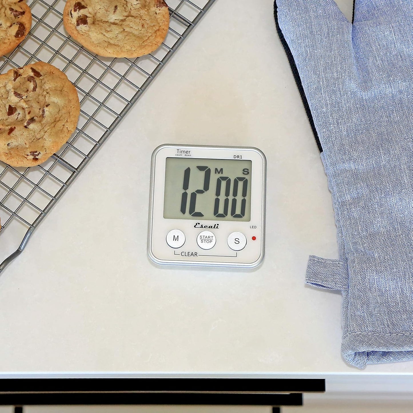 Escali Extra Large Display Digital Kitchen Timer with Clock Mode, Recall Timer Magnetic Back