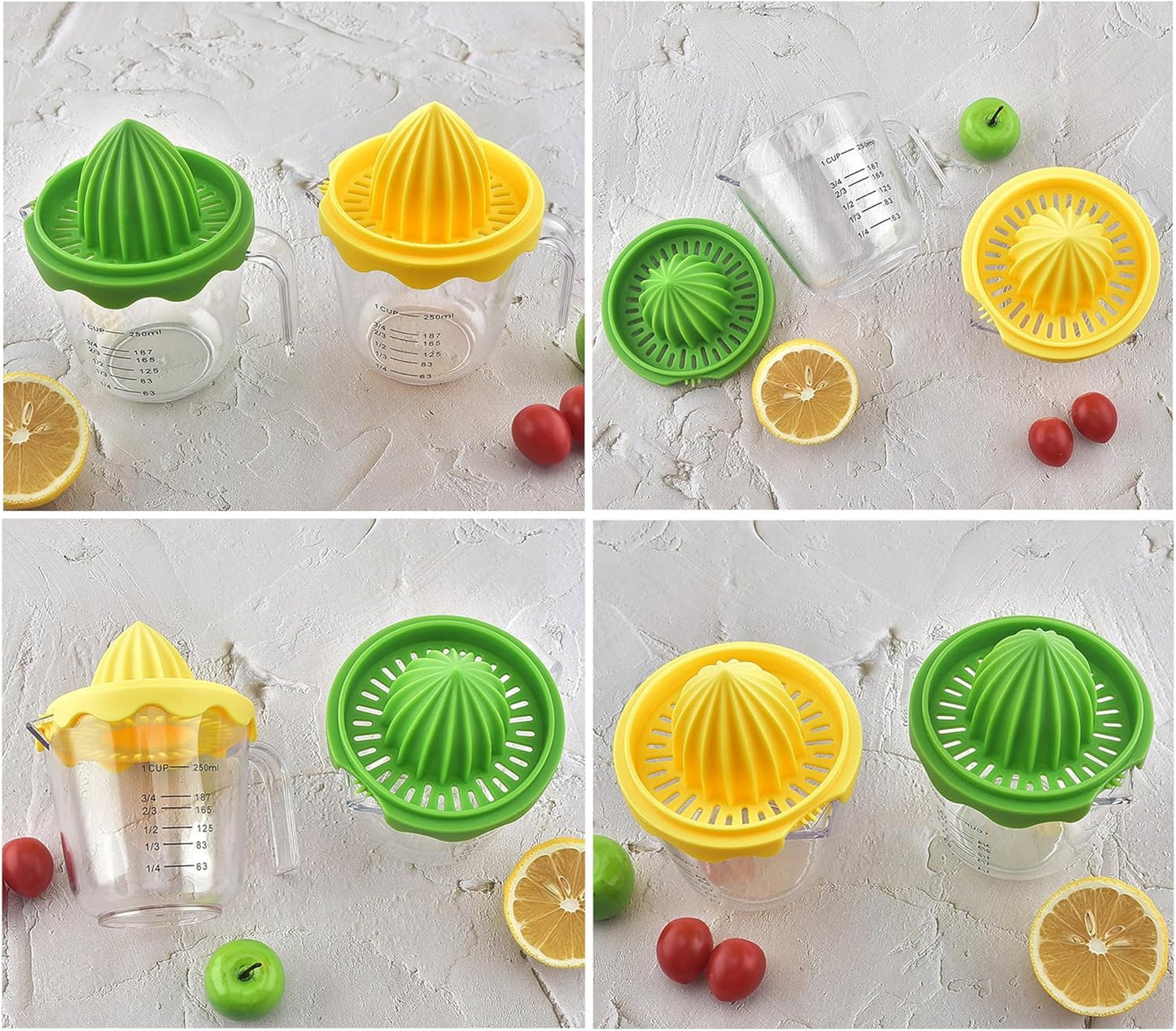 Citrus Orange Juicer, Lemon Manual Hand Squeezer Lime Press Anti-Slip Lid Rotation Reamer with Strainer and Container…