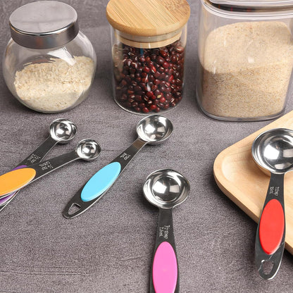 Magnetic Measuring Spoons Set Stainless Steel Measuring Spoons,Tablespoon Measuring Spoon for Dry and Liquid Ingredients (5, Colorful)