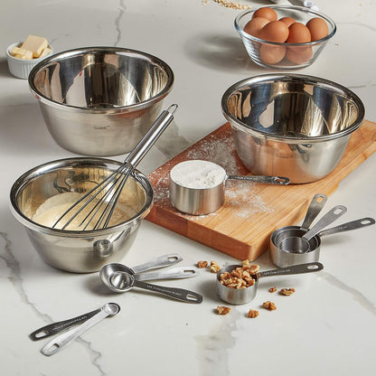 husMait Stainless Steel Measuring Cups & Spoons - 10 Piece Heavy Duty Measuring Cups & Spoons Set for Dry Foods, Spices or Liquids