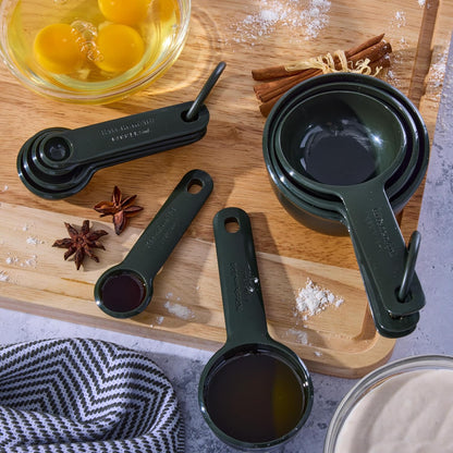 KitchenAid Universal Easy To Read Measuring Cup and Spoon Set with Soft Grip Handle for Maximum Control, Hang Hole and Nesting For Easy Storage, Dishwasher Safe, 9 Piece, Pistachio