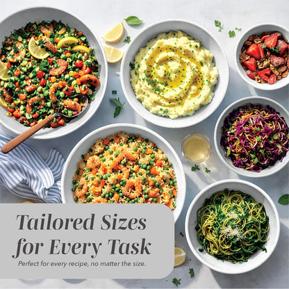 COOK WITH COLOR Mixing Bowls with Lids - 12 Piece Plastic Nesting Bowls Set includes 6 Prep Bowls and 6 Lids, Microwave Safe Mixing Bowl Set, Sage Embossed - Colors A
