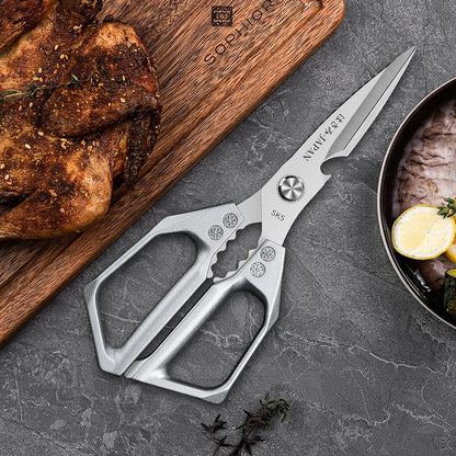 Kitchen Scissors for Food Japanese - Poultry Shears, Japanese All Purpose Heavy Duty for Chicken Wing/Bone, Meat, Quail, Fish, Turkey, Vegetables, Stainless Steel Cooking Aid Scissors, Dishwasher Safe