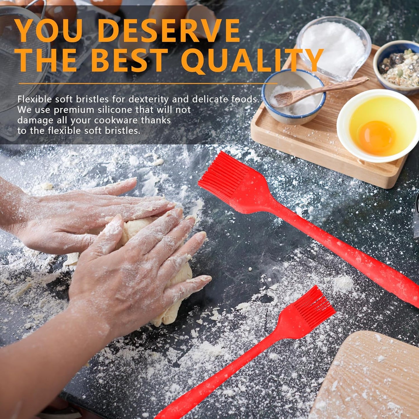 Silicone Basting Brush Set, 4 Piece Heat Resistant 446°F Kitchen Pastry Brushes for Cooking, Baking & BBQ, TRADYX Oil Butter Sauce Brush, One Piece Design, Easy Clean, Dishwasher Safe