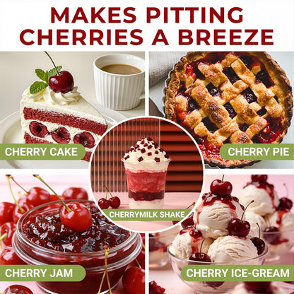 Cherry Pitter Tool - 7-in-1 Multiple Cherry Corer with 1.5" Extra Large Slots for Jumbo Cherries, Olive Pitter, Transparent Pit Container, Dishwasher Safe, Anti-Splash Design