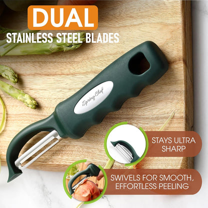 Spring Chef Premium Swivel Vegetable Peeler, Soft Grip Handle and Ultra Sharp Stainless Steel Blades - Perfect Kitchen Peeler For Veggie, Fruit, Potato, Carrot, Apple - Pink Lemonade
