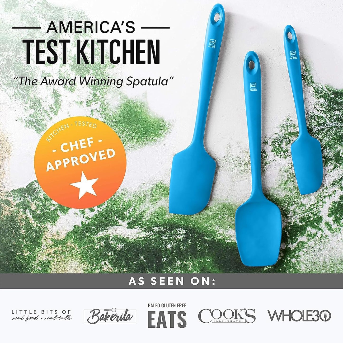 DI ORO Silicone Spatula Set - Rubber Kitchen Spatulas for Baking, Cooking, & Mixing - 600°F Heat-Resistant & BPA Free Silicone Scraper Spatulas for Nonstick Cookware - Dishwasher Safe (4pc, Black)