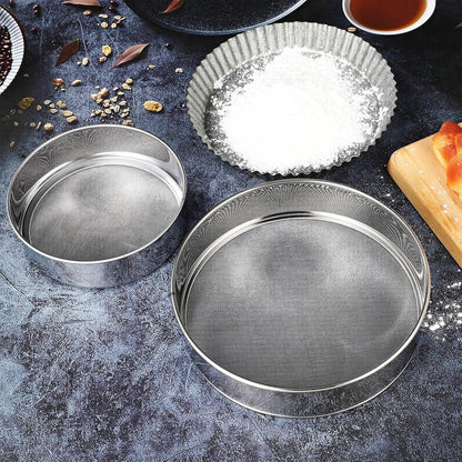 Patelai 1 Pc Stainless Steel Round Flour Sifter Sieve Fine Mesh for Bake Decorate Cakes, Pies, Pastries, Cupcakes (8 Inch 60 Mesh)