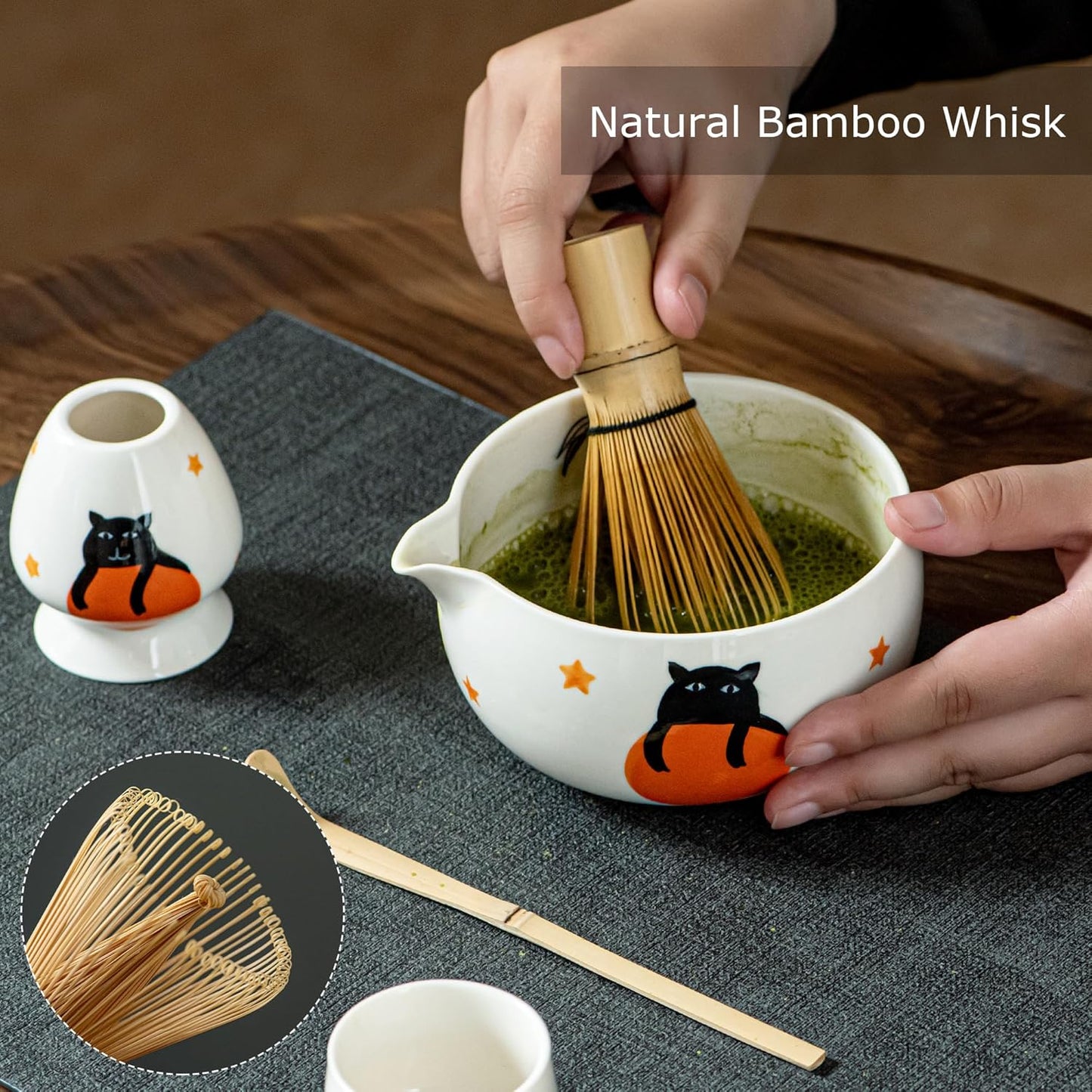 Matcha Whisk Set, Cute Strawberry Matcha Bowl Set with 2 Cups, Bamboo Whisk, Scoop & Holder, Matcha Kit Gift for Tea Lovers and Tea Ceremony, Birthday, Anniversary