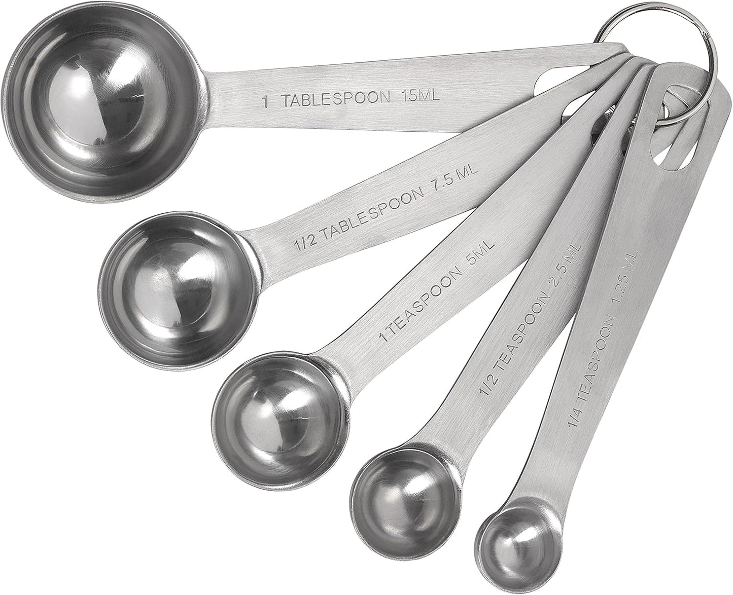 Tala Stainless Steel Measuring Spoons, 5 Piece Set for Measuring Dry and Liquids