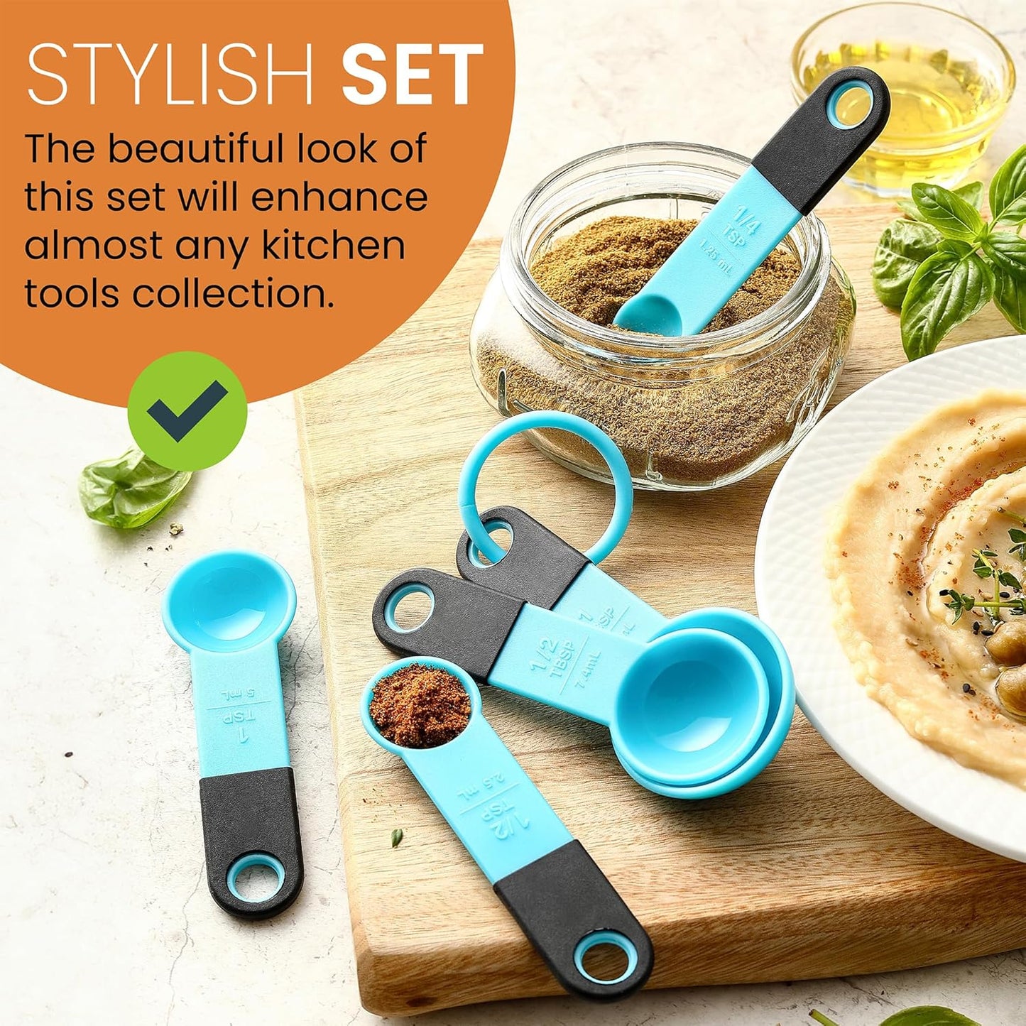 Spring Chef Magnetic Measuring Cups and Spoons Set of 9, Nesting Kitchen Tool with Easy to Read Markings for Measuring Dry or Liquid Ingredient, BPA Free, Black