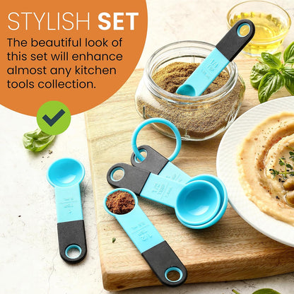 Spring Chef Magnetic Measuring Cups and Spoons Set of 9, Nesting Kitchen Tool with Easy to Read Markings for Measuring Dry or Liquid Ingredient, BPA Free, Black