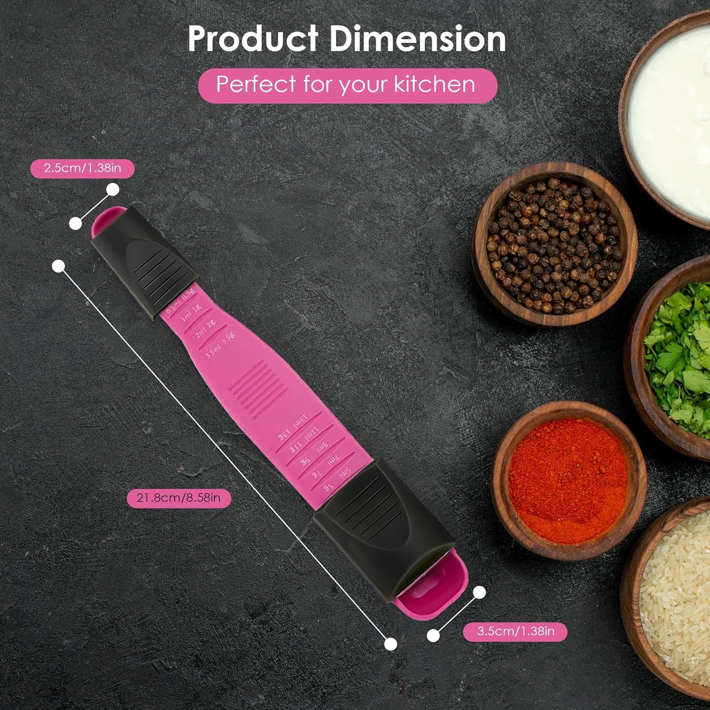GOCHA Double-Ended Adjustable Measuring Spoon - 9-in-1 Kitchen Tool with Precision Scales (0.5-13ml/g) - Space-Saving Design for Dry & Liquid Ingredients (Black Green)