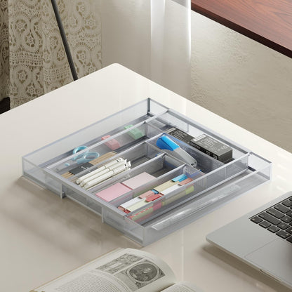Sedegn Silverware Organizer Metal Mesh, Large Drawer Organizer, Utensil Cutlery Tray for kitchen drawers, Flatware Organizer with 6 Compartment, Black (11.3”*16“)