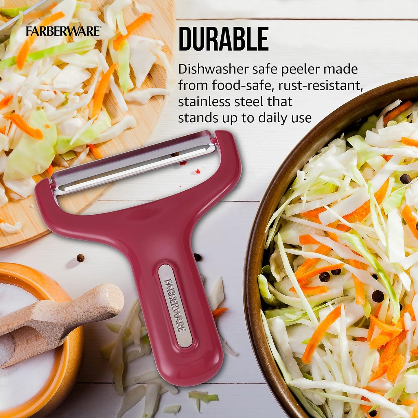 Farberware Professional Large Y Shaped Vegetable Peeler with Stainless Steel Premium Ultra Sharp Blade, 4.53x0.79x5.31 Inch, Berry