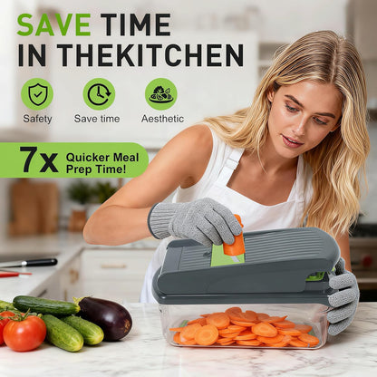Mandoline Slicer for Kitchen, Vegetable Chopper & Dicer, Professional Food Slicer with Stainless Steel Blades, Safe Veggie Chopper for Onion Potato Carrot Fruit, Easy to Clean