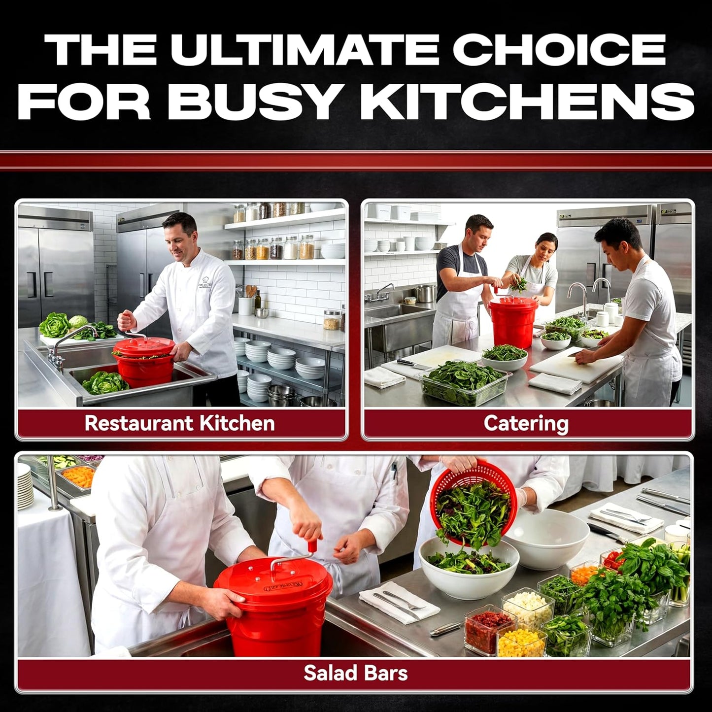 5 Gallon Chef Master Commercial Salad Spinner Dryer – Hand Powered Manual Lettuce Spinner and Fruit Washer Bowl w/ Strainer - Sealed Gearbox, Built In Brake System - Durable Spinner Mechanism - 90005