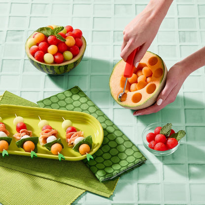 Chef'n Watermelon Scooper and Slicer - 2-in-1 Fruit Scooping Tool and Melon Baller Set for Quick Watermelon Cubes, Fruit Prep, and Summer Snacking - Nesting Kitchen Essentials