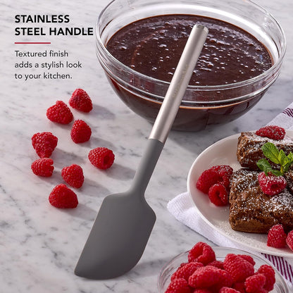 KitchenAid Spoon Spatula with Curved Edges and Stainless Steel Handle, Nonstick Safe, Durable, Dishwasher Safe