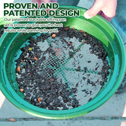 SE 13.25 Inch Wide Stackable Classifier Gold Prospecting Pan - 1/8 Inch Stainless Steel Mesh Sifting Pan, Green