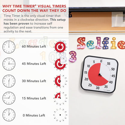 TIME TIMER 8 inch Visual Timer - 60 Minute Kids Desk Countdown Clock with Dry Erase Activity Card, Also Magnetic - for Kids Classroom, Homeschooling Study Tool, Task Reminder, Home and Kitchen Timer