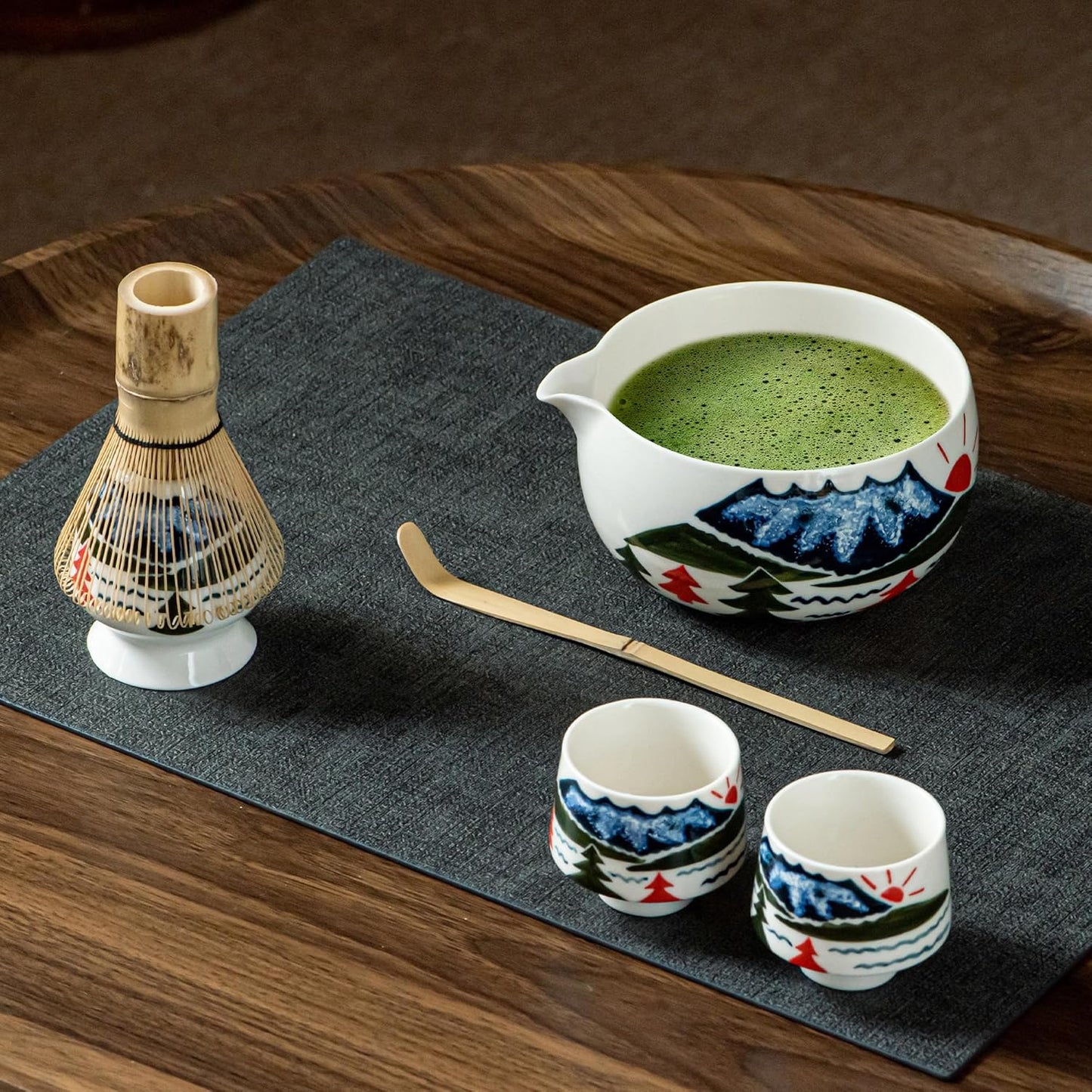 Matcha Whisk Set, Cute Strawberry Matcha Bowl Set with 2 Cups, Bamboo Whisk, Scoop & Holder, Matcha Kit Gift for Tea Lovers and Tea Ceremony, Birthday, Anniversary