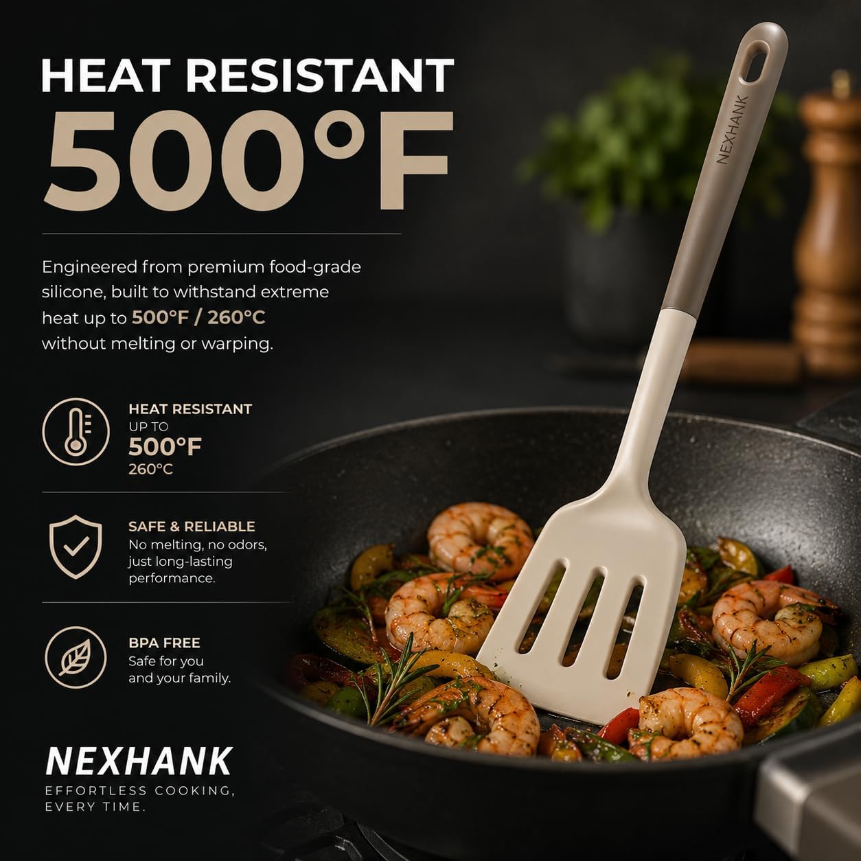 Silicone Kitchen Utensils Set, 6-Piece Premium, Cream White & Mocha | Premium Food-Grade Silicone, BPA-Free, Dishwasher Safe, Heat Resistant up to 500°F, Non-scratch. Long Ergonomic Handles.