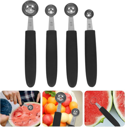 4pcs Stainless Steel Melon Baller Ice Cream Scoop Melon Ball Scoop Watermelon Spoon for Gelato Cantaloupe Ice Cream Watermelon Fruit