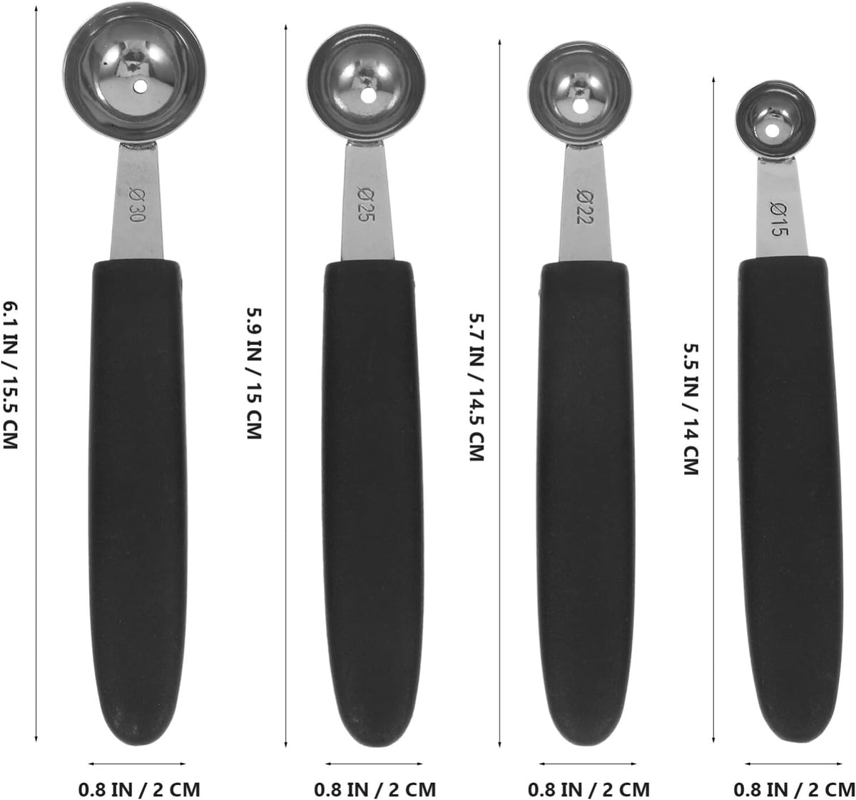 4pcs Stainless Steel Melon Baller Ice Cream Scoop Melon Ball Scoop Watermelon Spoon for Gelato Cantaloupe Ice Cream Watermelon Fruit