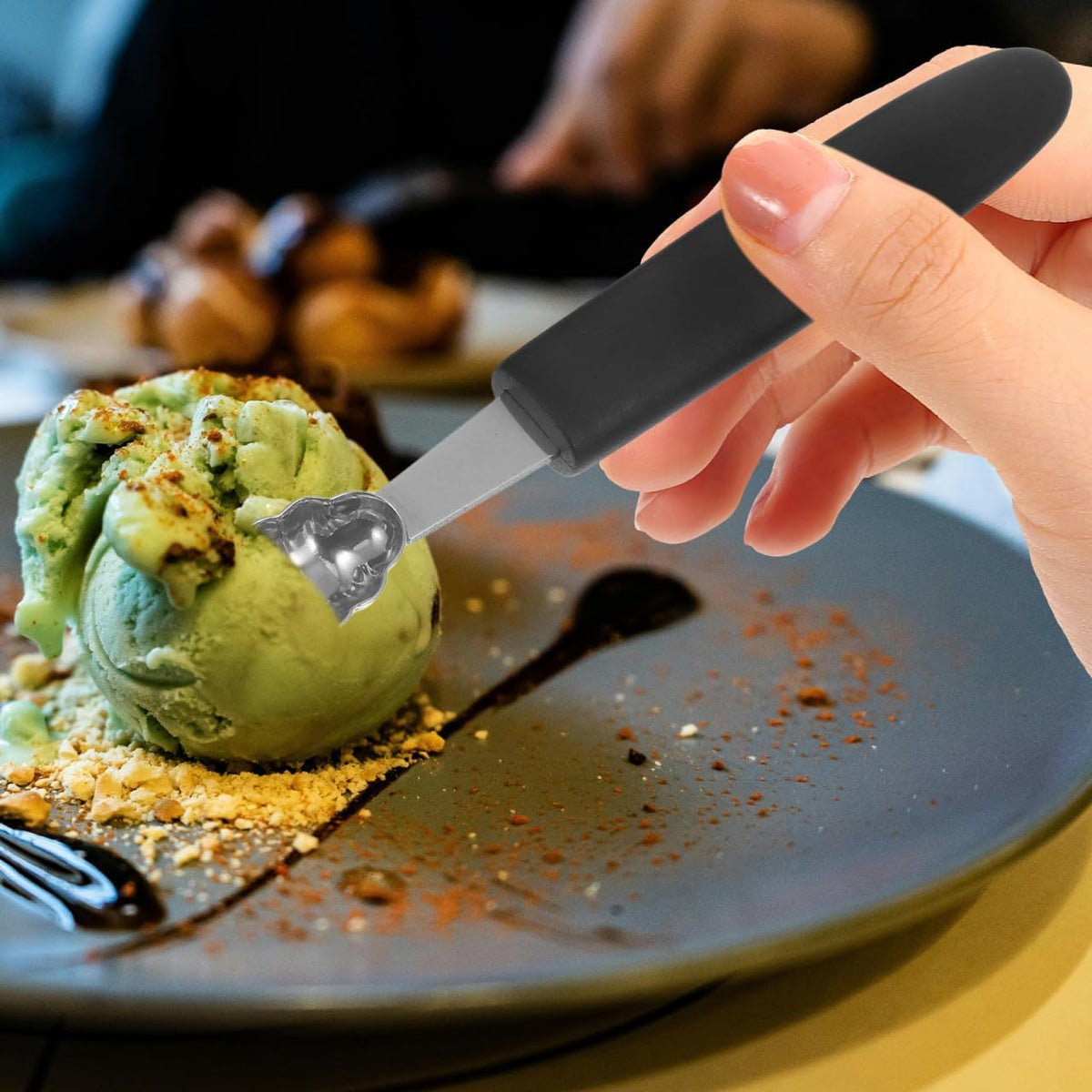 4pcs Stainless Steel Melon Baller Ice Cream Scoop Melon Ball Scoop Watermelon Spoon for Gelato Cantaloupe Ice Cream Watermelon Fruit