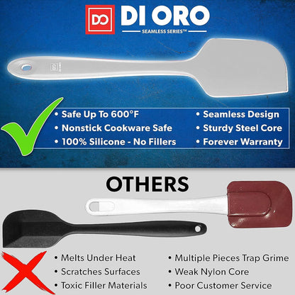 DI ORO Silicone Spatula Set - Rubber Kitchen Spatulas for Baking, Cooking, & Mixing - 600°F Heat-Resistant & BPA Free Silicone Scraper Spatulas for Nonstick Cookware - Dishwasher Safe (4pc, Black)
