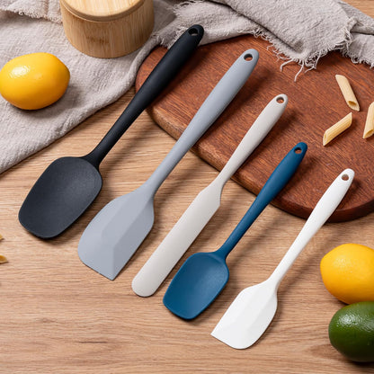 Silicone Spatula Set, 5 Piece Food Grade Rubber Spatulas for Baking, Cooking, and Mixing High Heat Resistant Non Stick Dishwasher Safe BPA-Free (Multicolor)