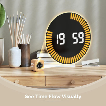 Pomodoro Timer Visual - Productivity Pomodoro Cube, 5/10/25/50 Min Countdown & Countup, Silent – Ideal for Work Study Cook Workout Kitchen School Classroom Office ADHD Gift Kids (1, Black)