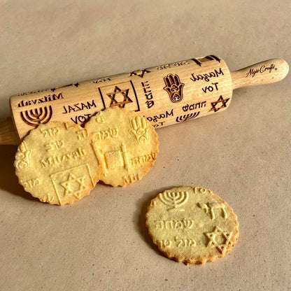 HEARTS EMBOSSING ROLLING PIN WOODEN ROLLING PIN for EMBOSSED COOKIES with LOVE HEARTS