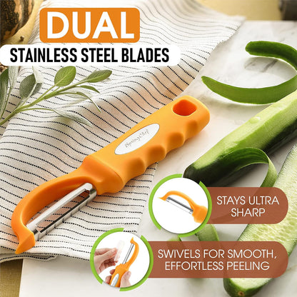 Spring Chef Premium Swivel Vegetable Peeler, Soft Grip Handle and Ultra Sharp Stainless Steel Blades - Perfect Kitchen Peeler For Veggie, Fruit, Potato, Carrot, Apple - Pink Lemonade