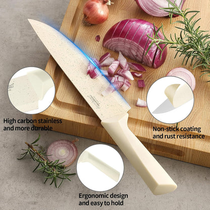 Stainless Steel Knife Set, Knife Block Sets with Built-in Sharpener,15-Piece Block Set with Block and Ergonomic Handles