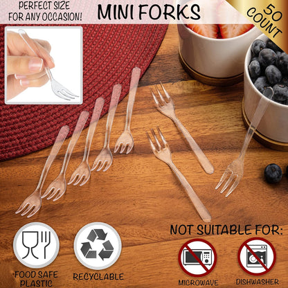 Loreso Plastic 50CT Mini Clear Dessert Spoons For Miniature Dessert Cups, Tasting Party, Sampling, Ice Cream, Small Catering Supplies - Reusable BPA Free Pack of 50