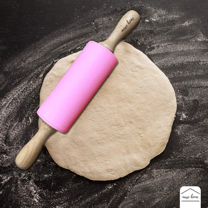 Mini Silicone Rolling Pin for Kids Baking – | Ideal for Toddlers, Playdough, Clay, Cookies & Pastry - 9" Small Size (Pink)