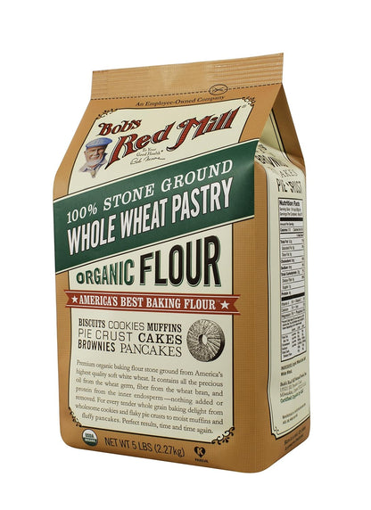 Bob's Red Mill Organic Pastry Flour Whole Wheat 5 lb, 80 Ounce